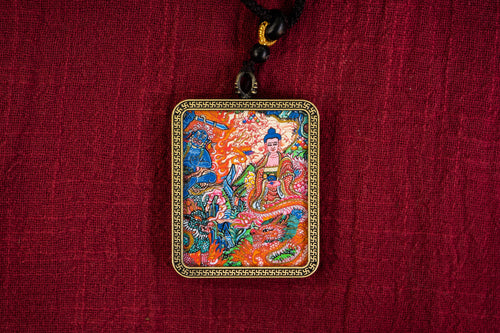 阿弥陀佛猪狗本命守护随身唐卡正面图 Amitabha guardian Buddha gift