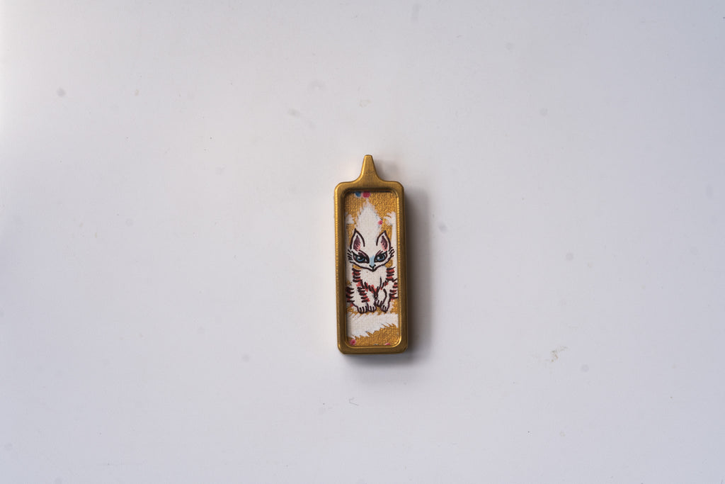 Golden Fox Spirit Thangka Pendant｜金色小狐仙护法唐卡