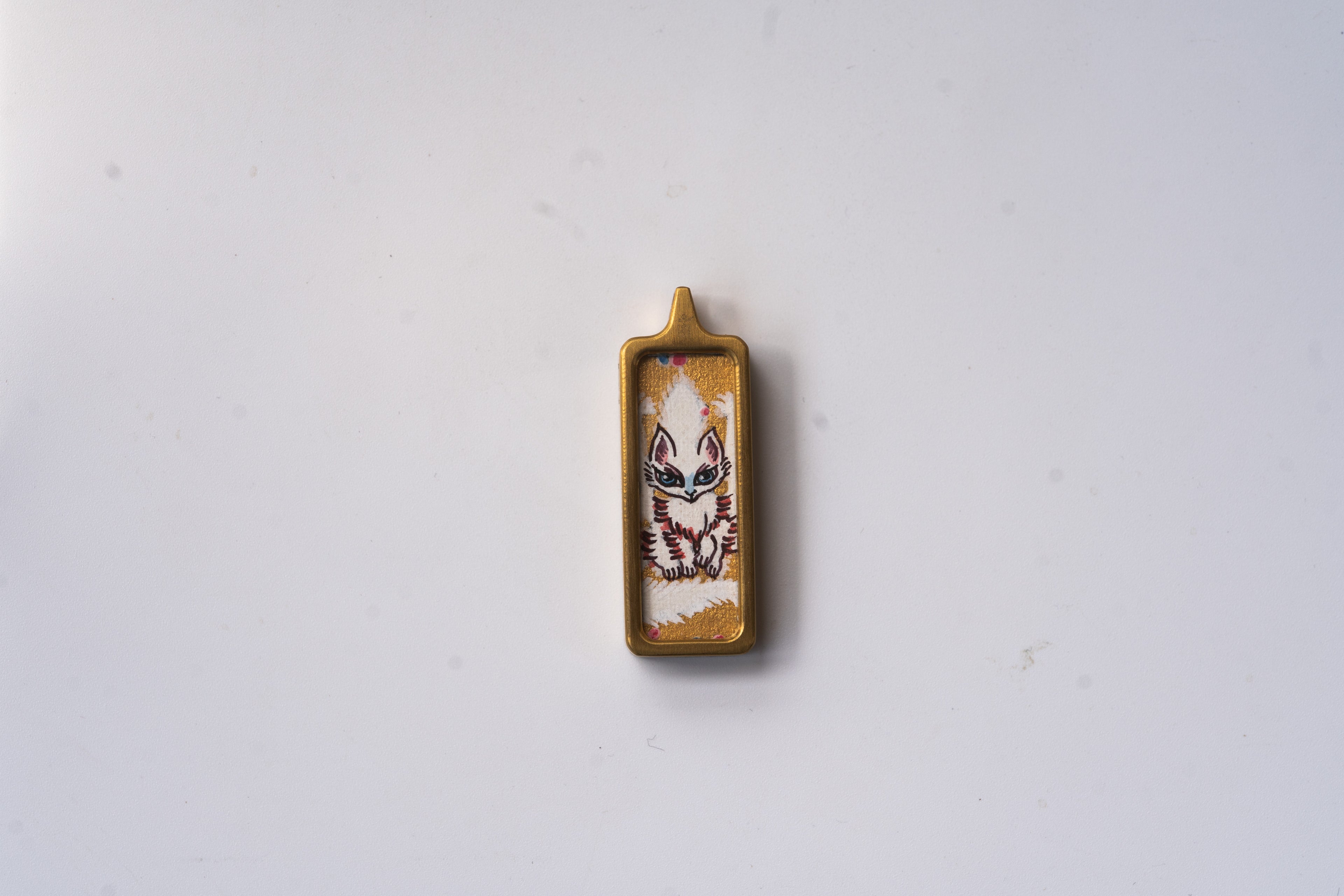 Golden Fox Spirit Thangka Pendant｜金色小狐仙护法唐卡