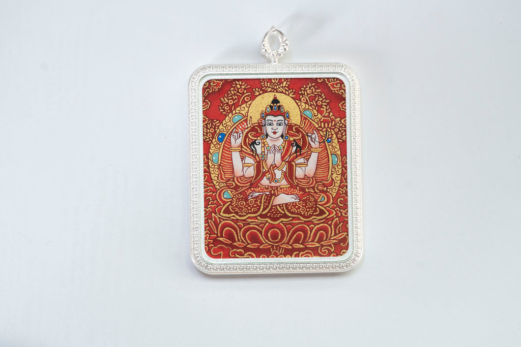 八大守护·鼠系列 | 四臂观音红唐随身唐卡 纯手工矿物颜料 藏传本命护佑