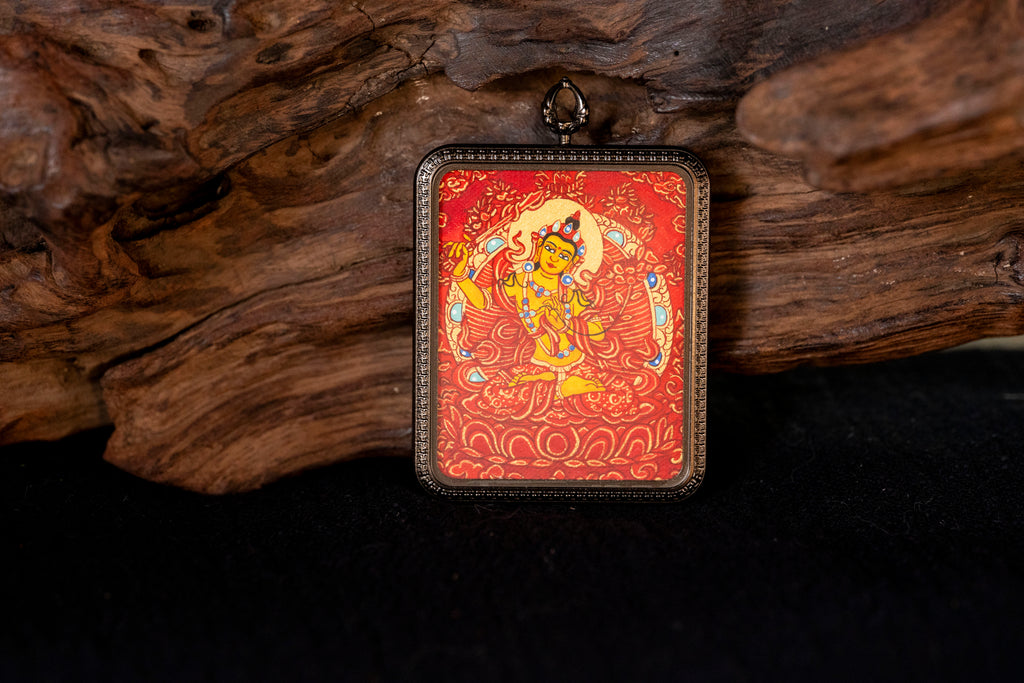 Manjushri & Yellow Jambhala Red Thangka, Rabbit Zodiac｜文殊黄财神兔本命唐卡
