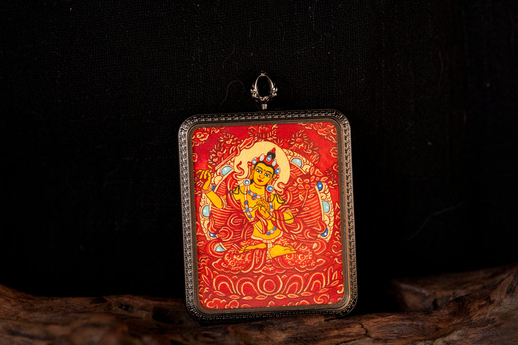 Manjushri & Yellow Jambhala Red Thangka, Rabbit Zodiac｜文殊黄财神兔本命唐卡