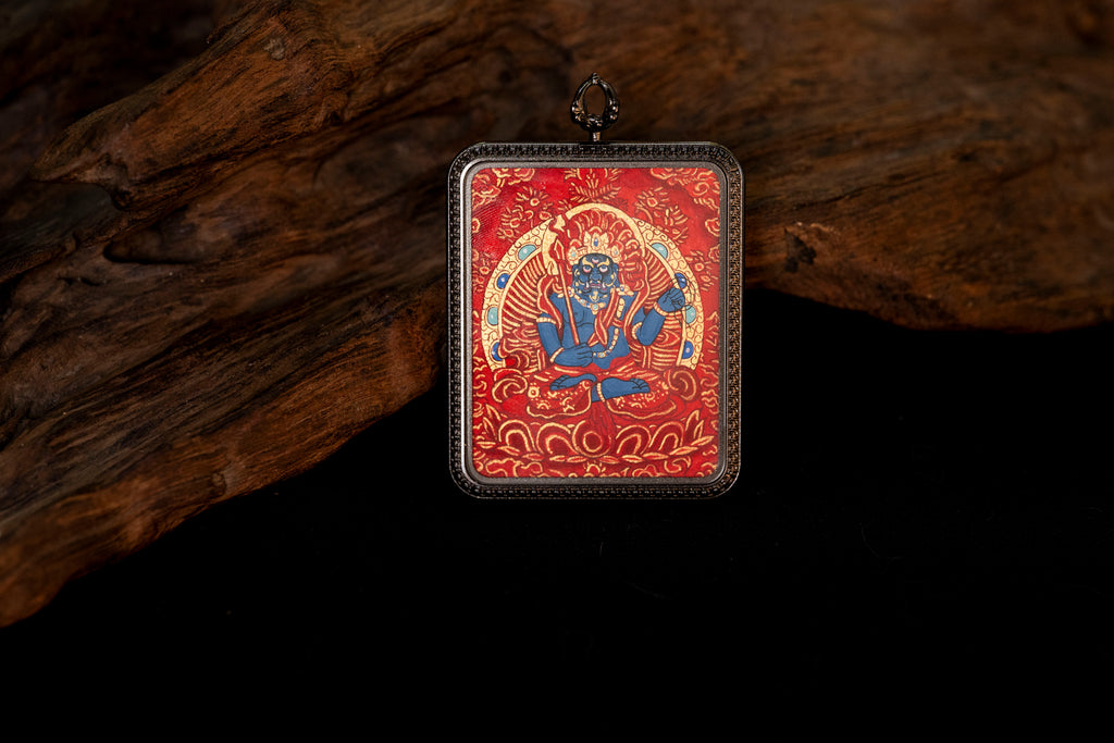Acalanatha & Yellow Jambhala Double-Sided Thangka, Rooster Zodiac｜不动明王黄财神唐卡