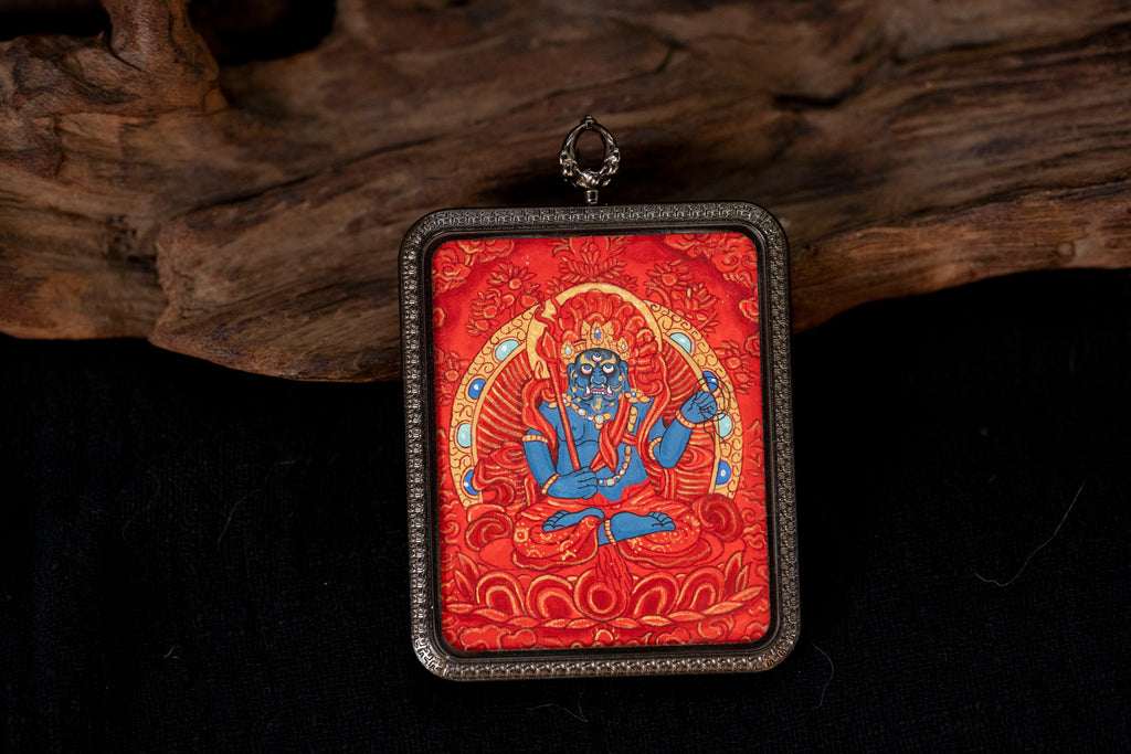 Acalanatha & Yellow Jambhala Double-Sided Thangka, Rooster Zodiac｜不动明王黄财神唐卡