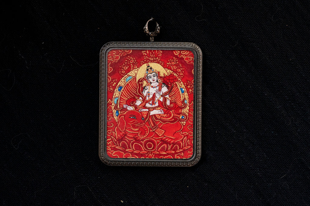 Samantabhadra & Yellow Jambhala Double-Sided Thangka, Dragon & Snake Zodiac｜普贤黄财神唐卡