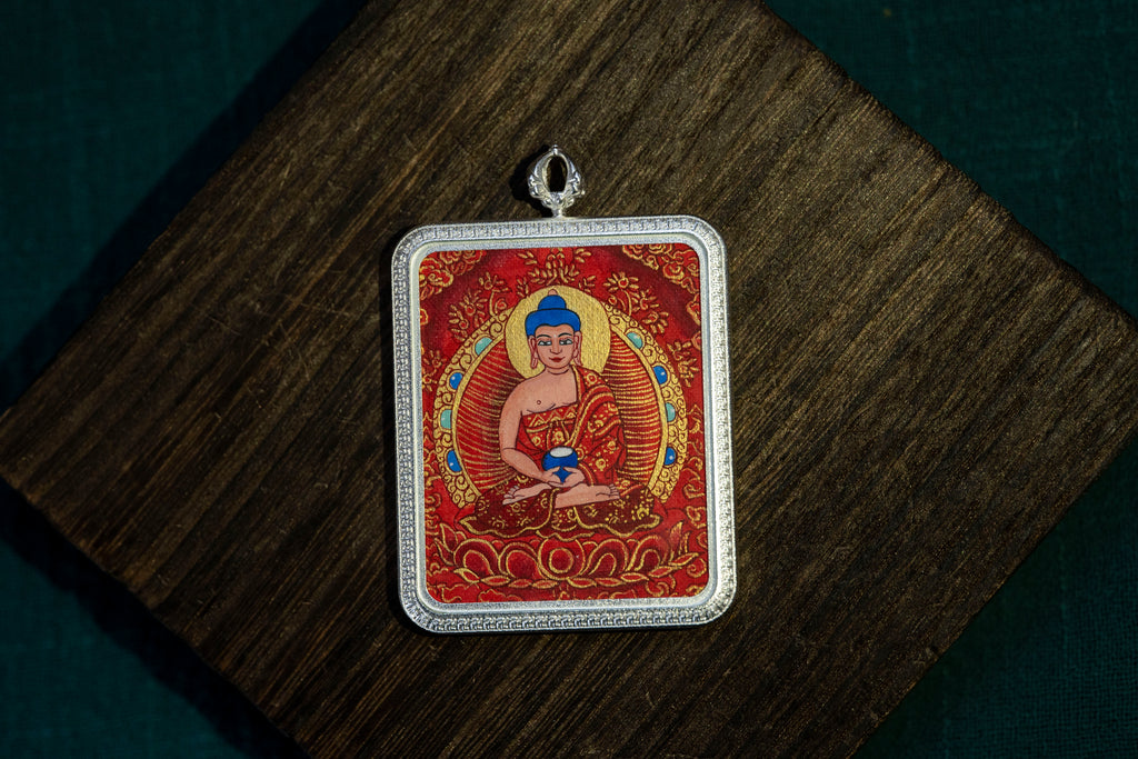 红唐阿弥陀佛猪狗本命随身唐卡正面图 Amitabha Dog Pig guardian thangka