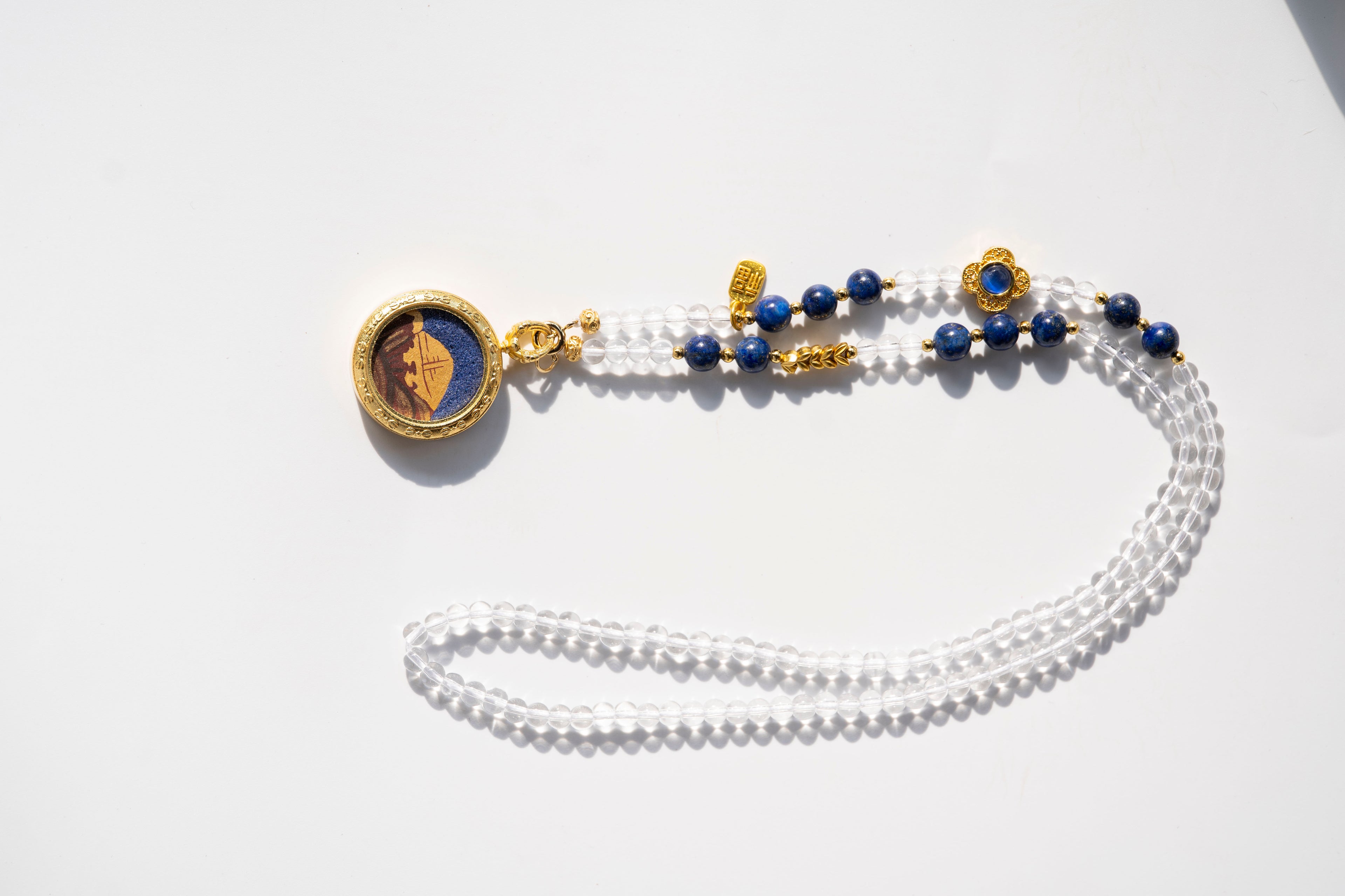 【八大守护·冈仁波齐系列】冈仁波齐圣山 蓝白双圈长链 · 纯手工矿物颜料随身唐卡