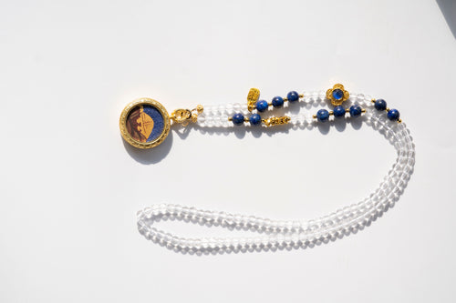 【八大守护·冈仁波齐系列】冈仁波齐圣山 蓝白双圈长链 · 纯手工矿物颜料随身唐卡