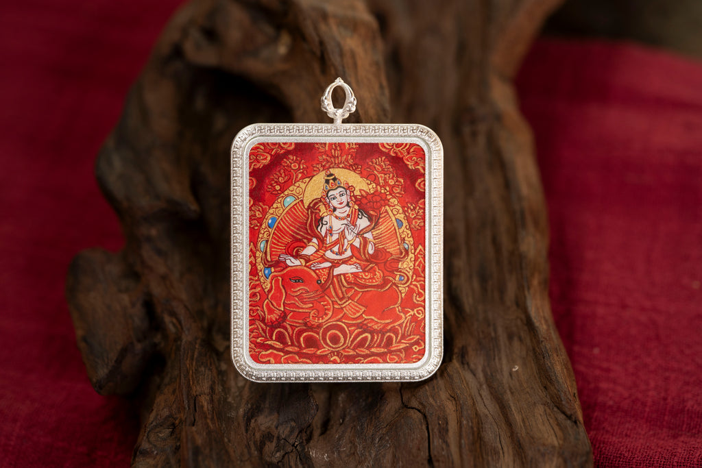 红唐普贤菩萨龙蛇本命随身唐卡正面图 Samantabhadra Dragon Snake guardian thangka