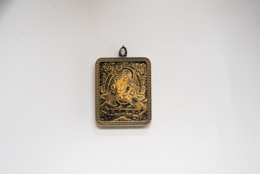 Tibetan Dzambhala Amulet (4:5) | Vaishravana - Tibetan Metal Amulet for Wealth and Blessings
