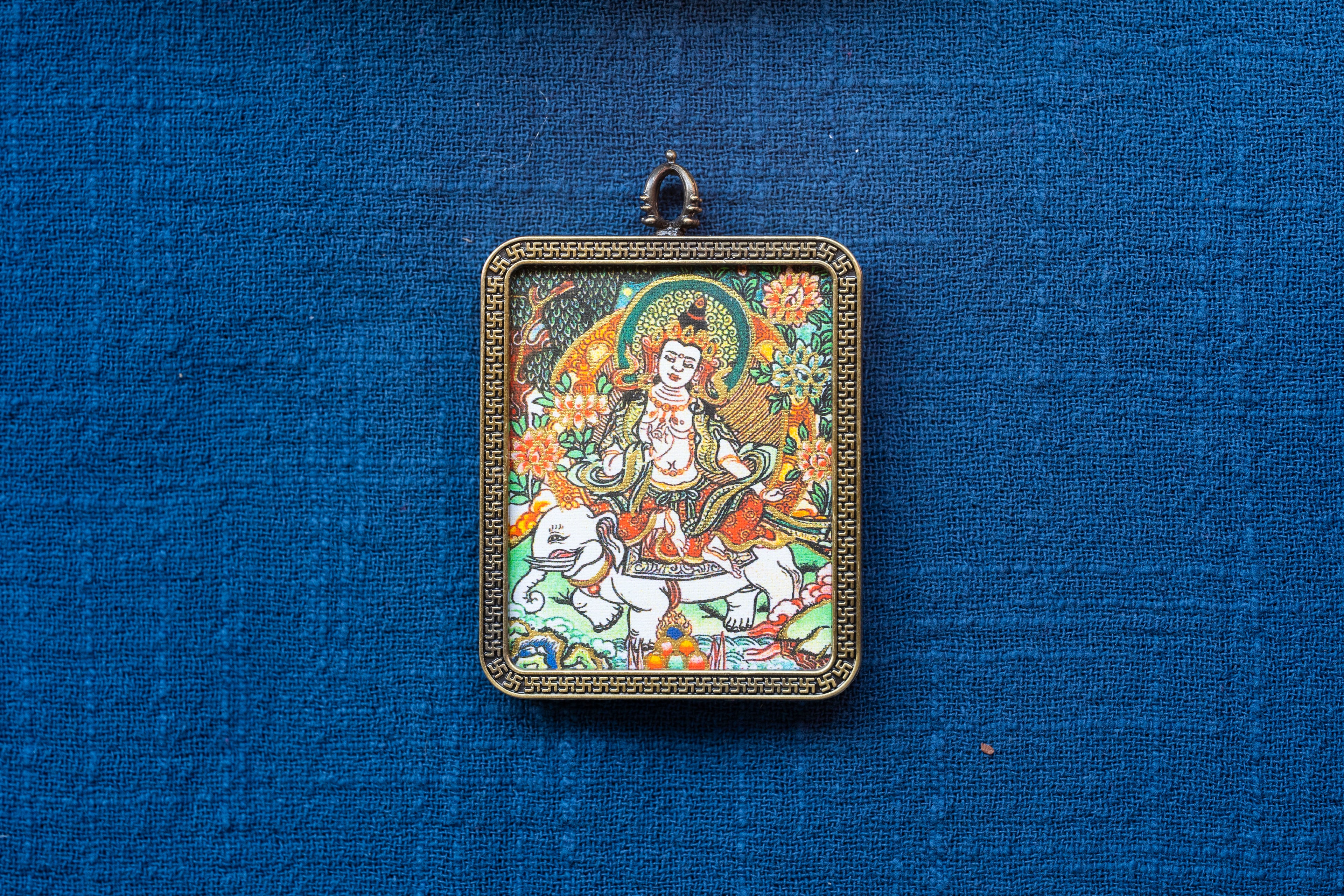 Eight Great Guardians · Dragon & Snake Series | Samantabhadra Bodhisattva Gold & Black Portable Thangka, Purely Handmade with Mineral Pigments, Tibetan Personal Guardian