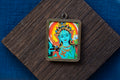 绿度母维系唐卡挂件正面图 Green Tara thangka charm