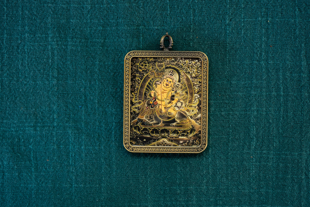 Tibetan Dzambhala Amulet (4:5) | Vaishravana - Tibetan Metal Amulet for Wealth and Blessings