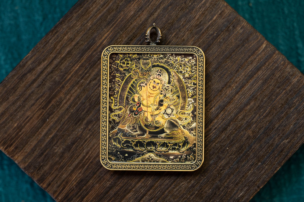Tibetan Dzambhala Amulet (4:5) | Vaishravana - Tibetan Metal Amulet for Wealth and Blessings