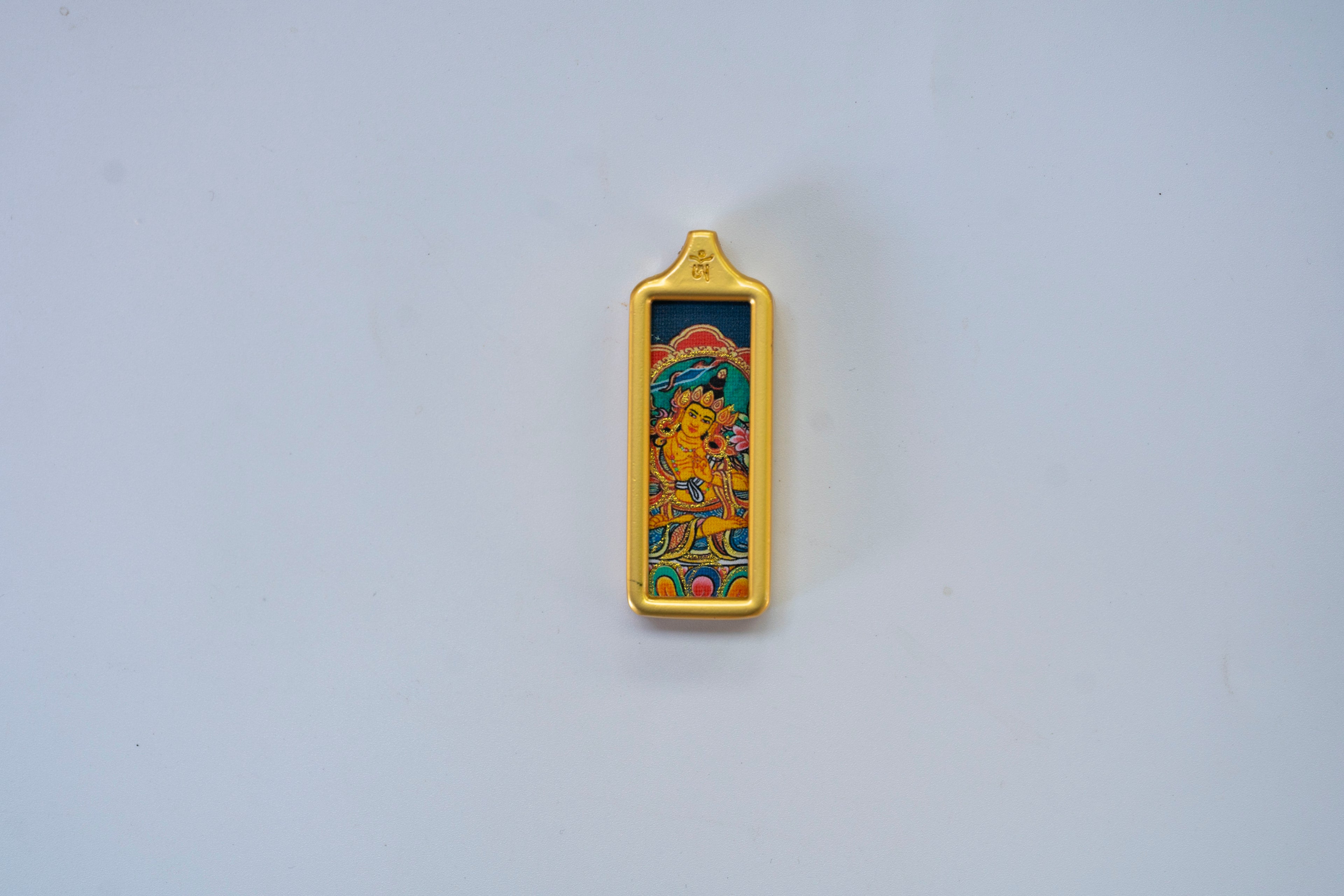 八大守护·护法系列 | 文殊菩萨金色长条随身唐卡 纯手工矿物颜料 藏传智慧本尊