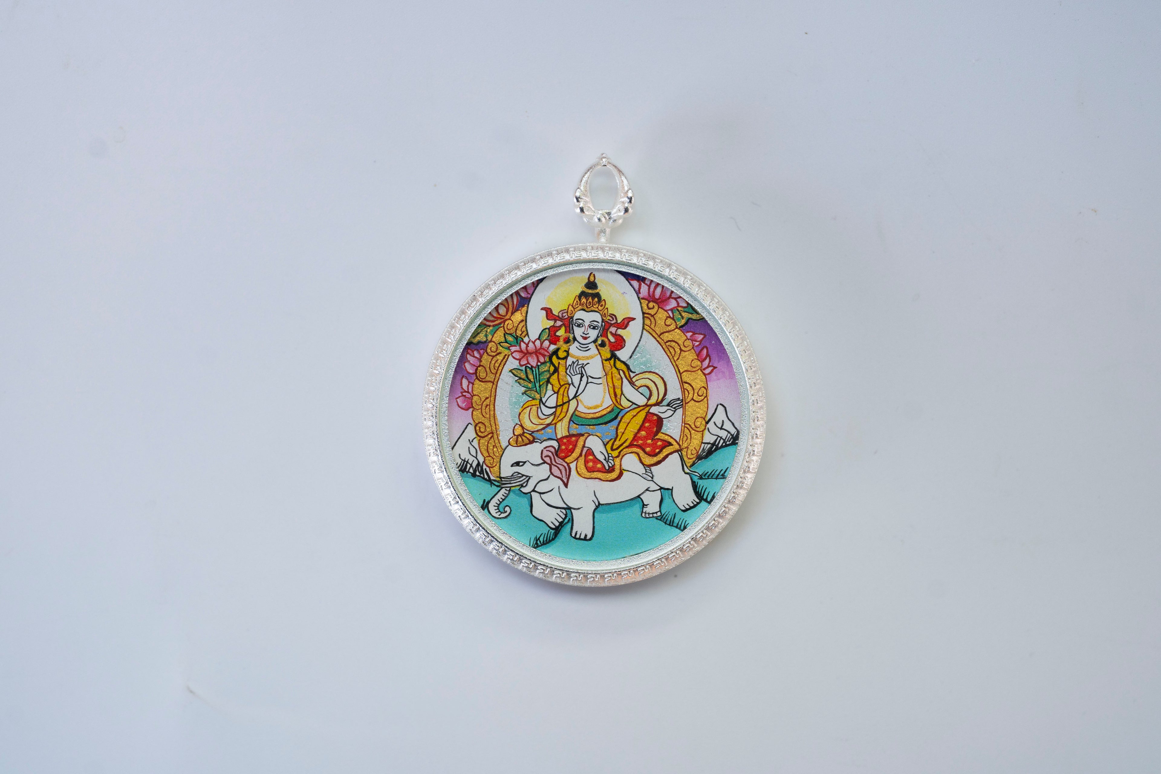 Eight Great Guardians · Dragon & Snake Series | Samantabhadra & Green Tara Round Double-Sided Portable Thangka Hand-Painted with Mineral Pigments Tibetan Buddhism Great Compassion Sustainer