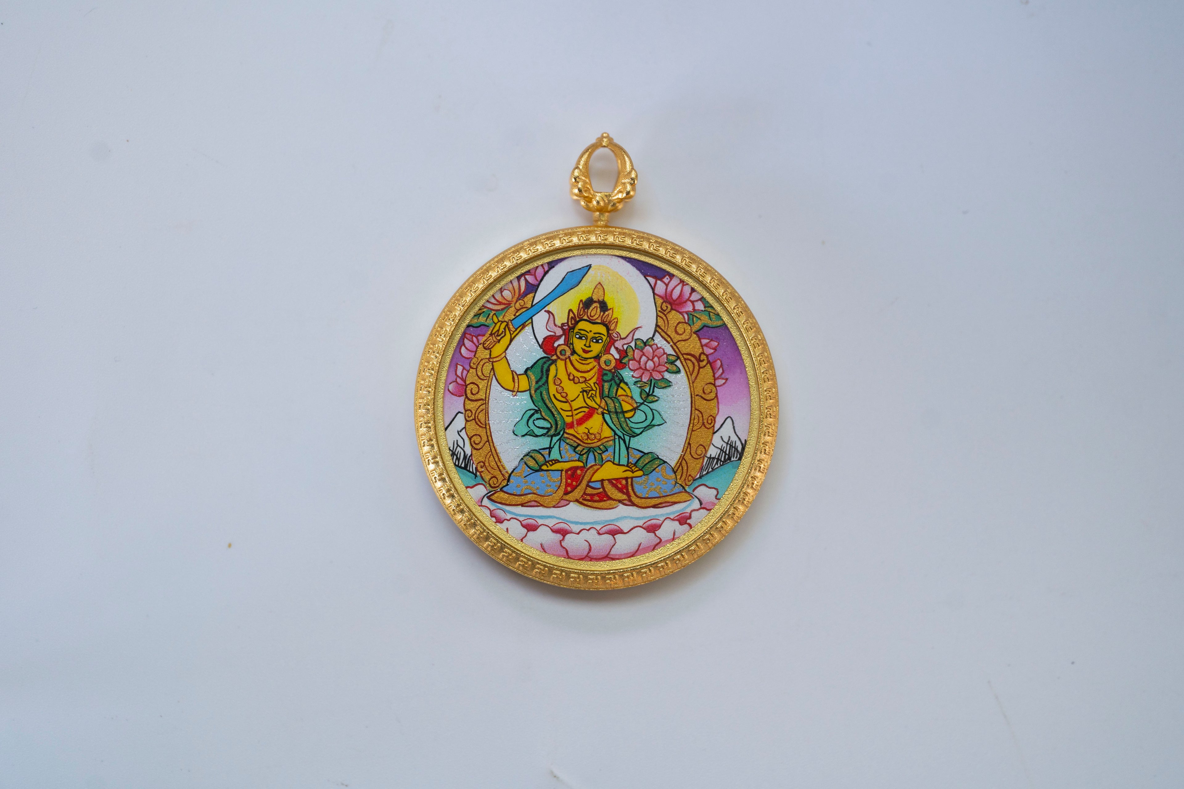 【八大守护·兔专属】文殊菩萨随身唐卡 藏传纯矿物手绘