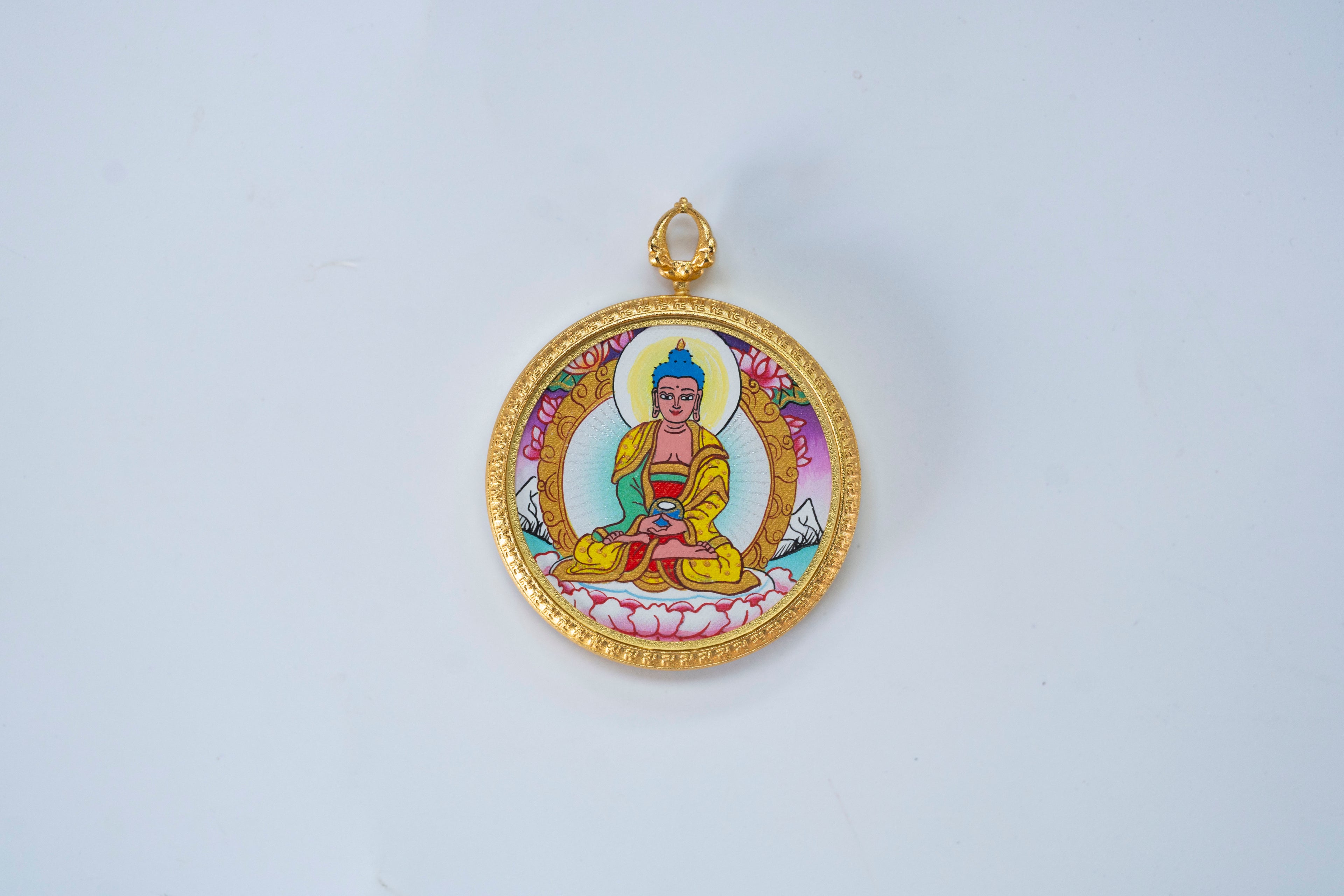 【八大守护·猪狗专属】阿弥陀佛随身唐卡 3×3cm 藏传纯矿物手绘