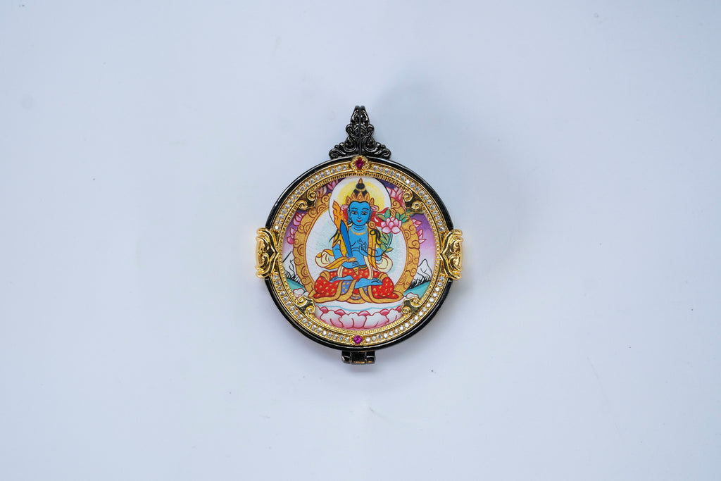 牛虎本命黄财神矿物手绘唐卡细节