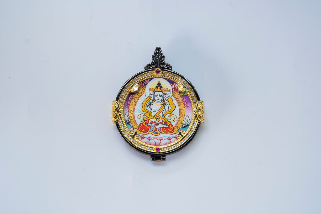 VilamaTang 黄财神双面唐卡吊坠展示