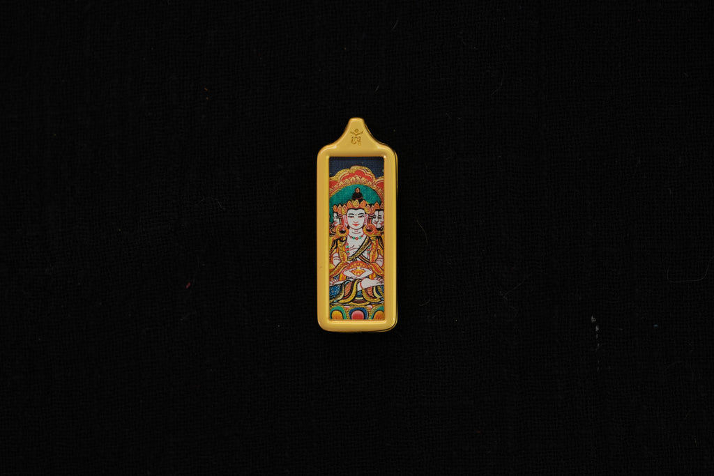 金色长条大日如来唐卡边框细节