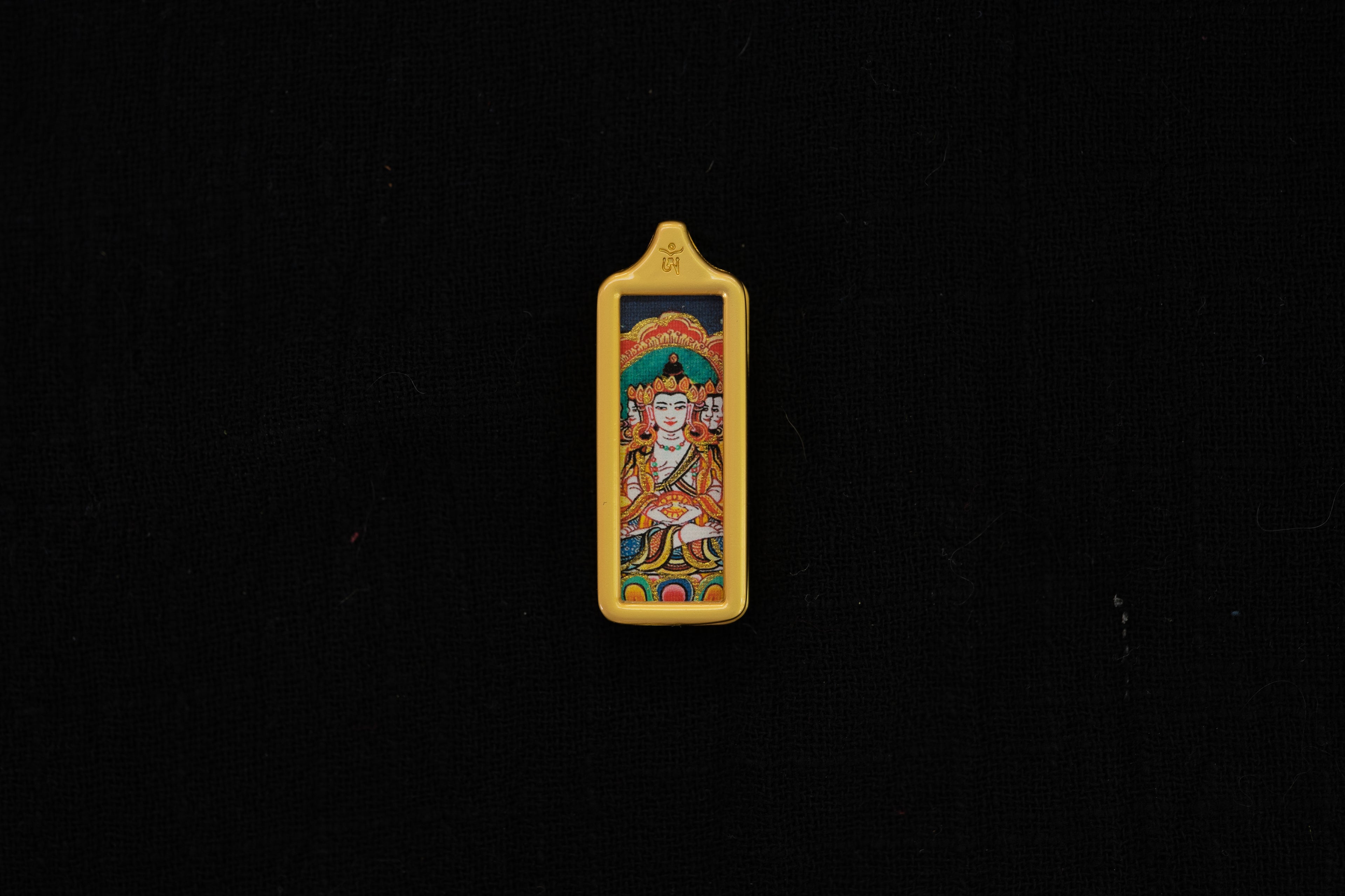 八大守护·护法系列 | 大日如来金色长条随身唐卡 纯手工矿物颜料 藏传根本光明本尊
