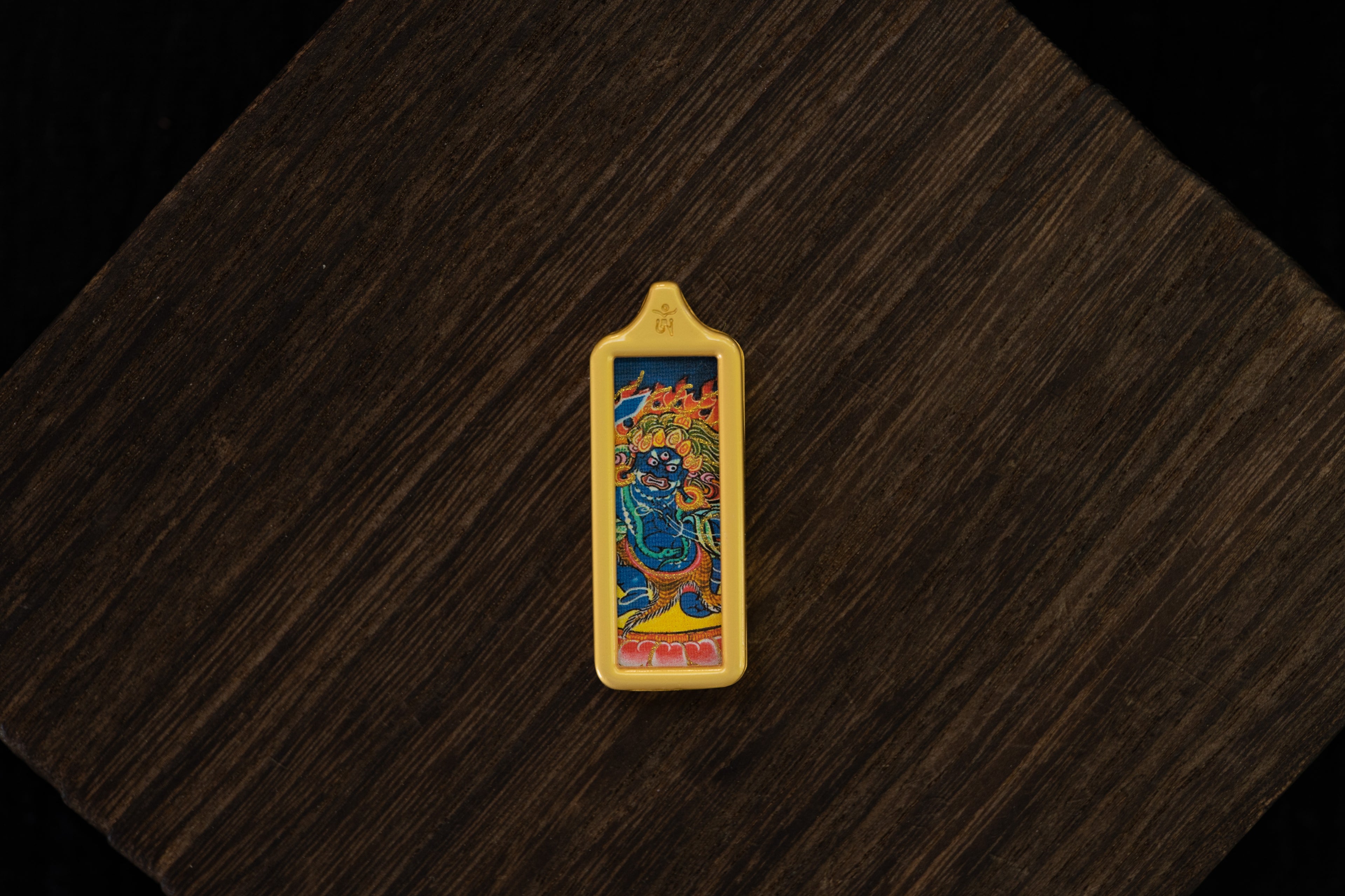 八大守护·护法系列 | 不动明王金色长条随身唐卡 纯手工矿物颜料 藏传破障护法