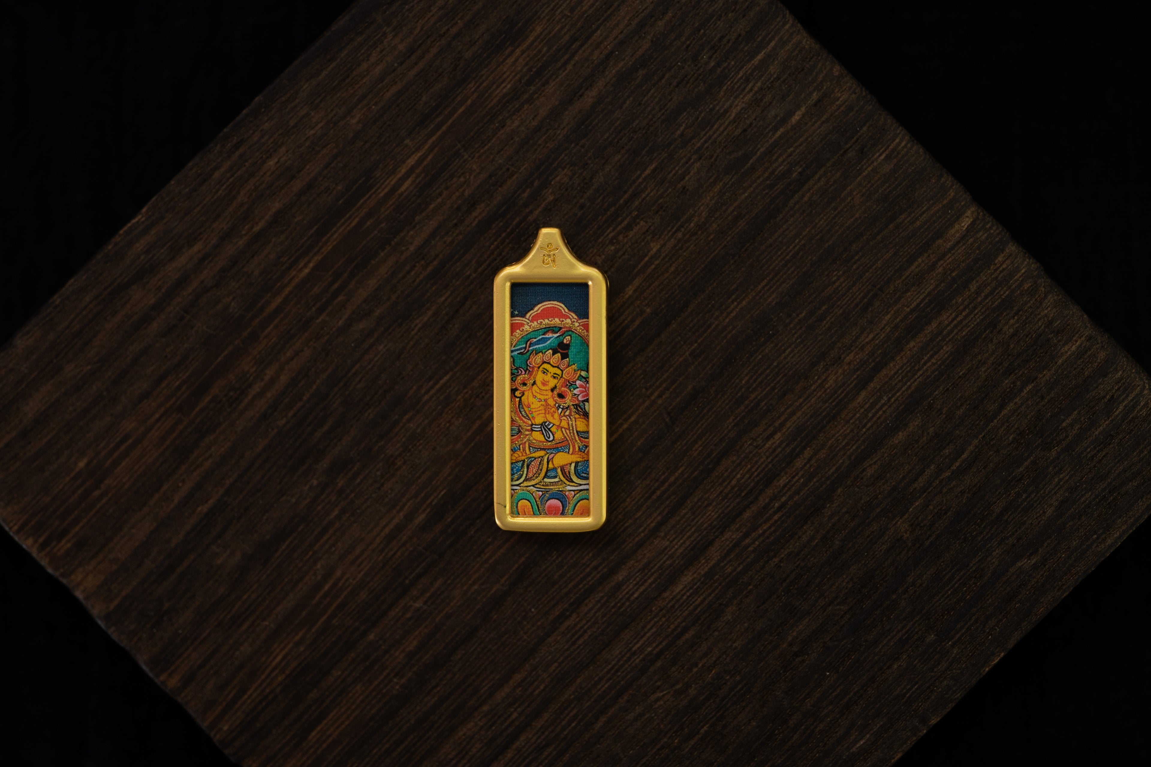 八大守护·护法系列 | 文殊菩萨金色长条随身唐卡 纯手工矿物颜料 藏传智慧本尊