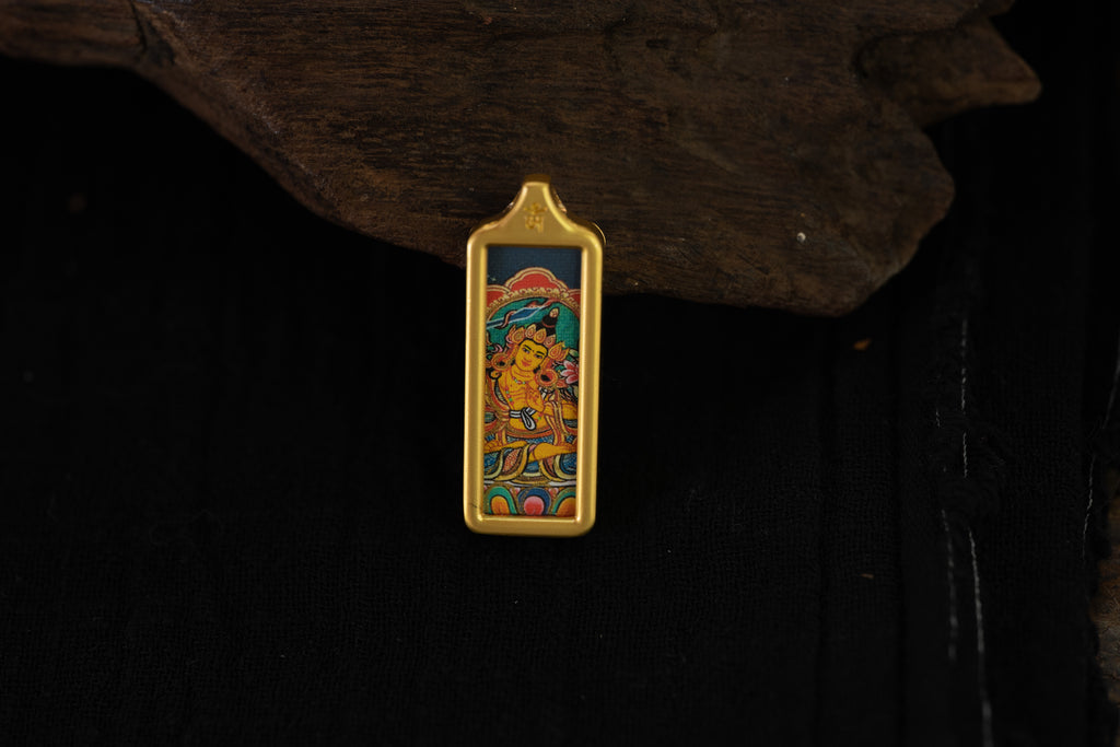 Eight Guardian Deities · Dharma Protectors Series | Manjushri Golden Vertical Portable Thangka Handmade Mineral Pigments Tibetan Wisdom Deity