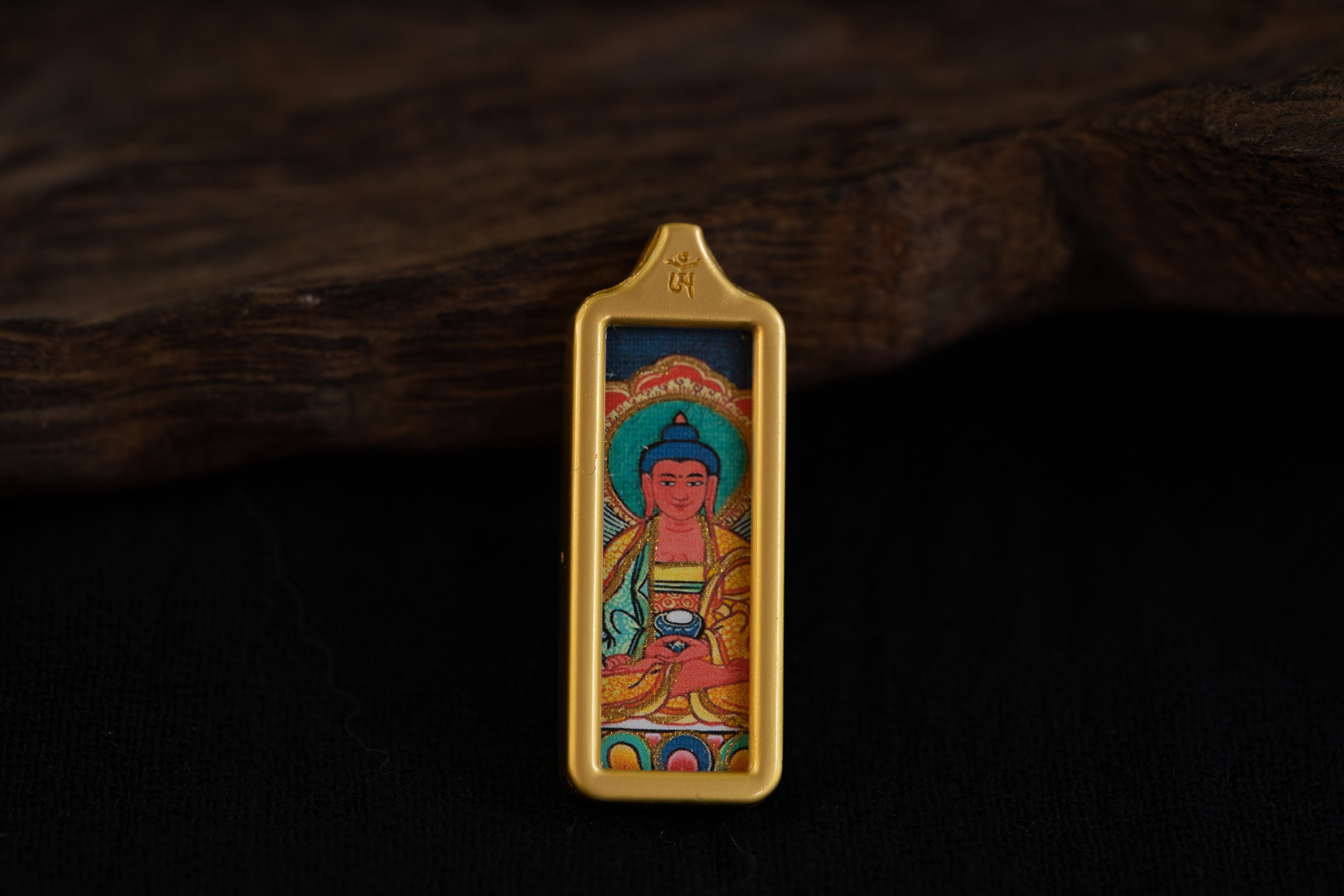 八大守护·护法系列 | 阿弥陀佛金色长条随身唐卡 纯手工矿物颜料 藏传无量寿本尊