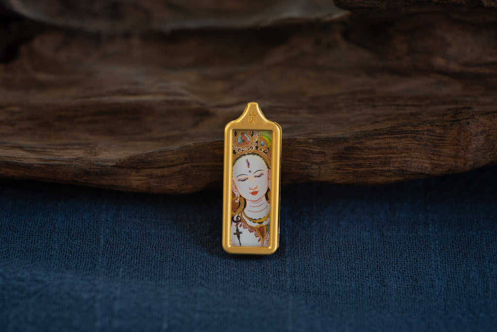 白度母随身唐卡背面细节图
