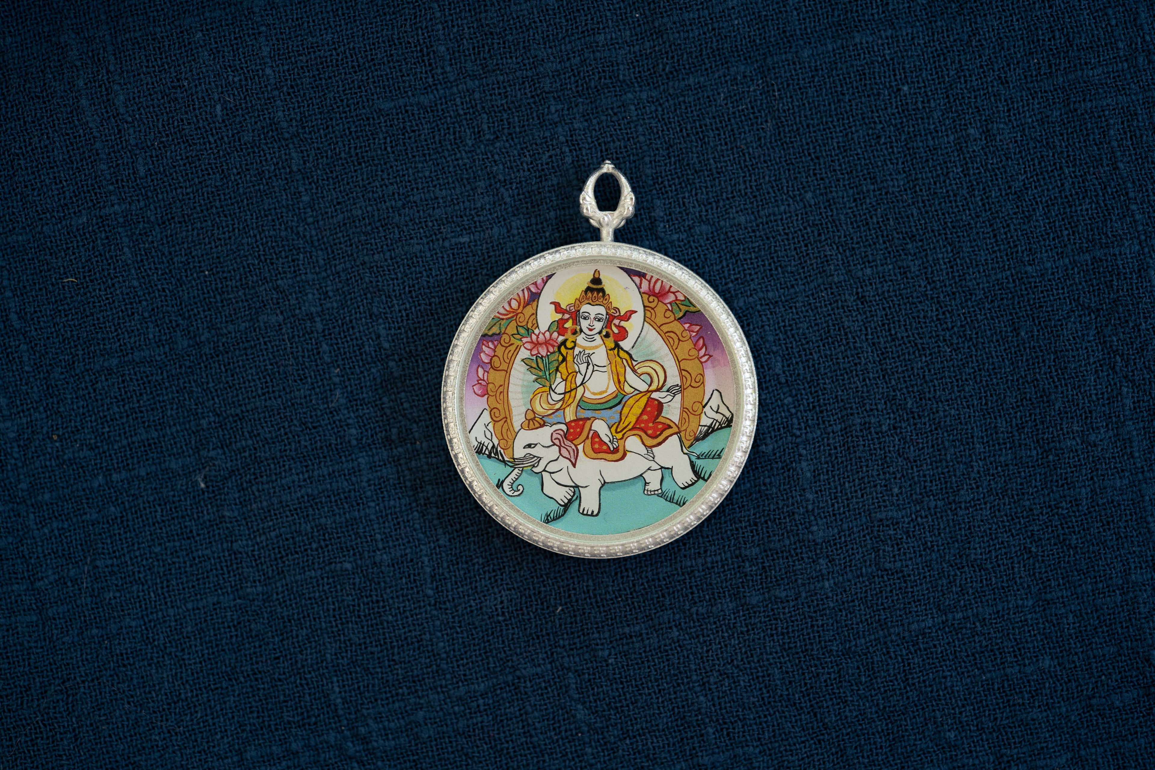 Eight Great Guardians · Dragon & Snake Series | Samantabhadra & Green Tara Round Double-Sided Portable Thangka Hand-Painted with Mineral Pigments Tibetan Buddhism Great Compassion Sustainer