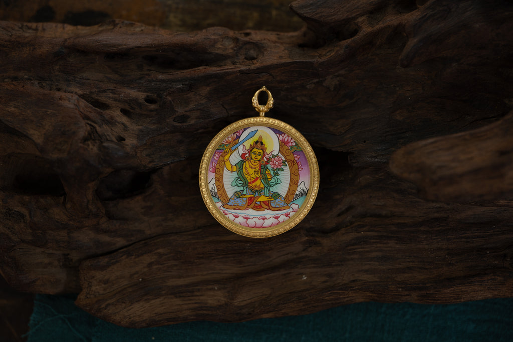 【八大守护·兔专属】文殊菩萨随身唐卡 藏传纯矿物手绘