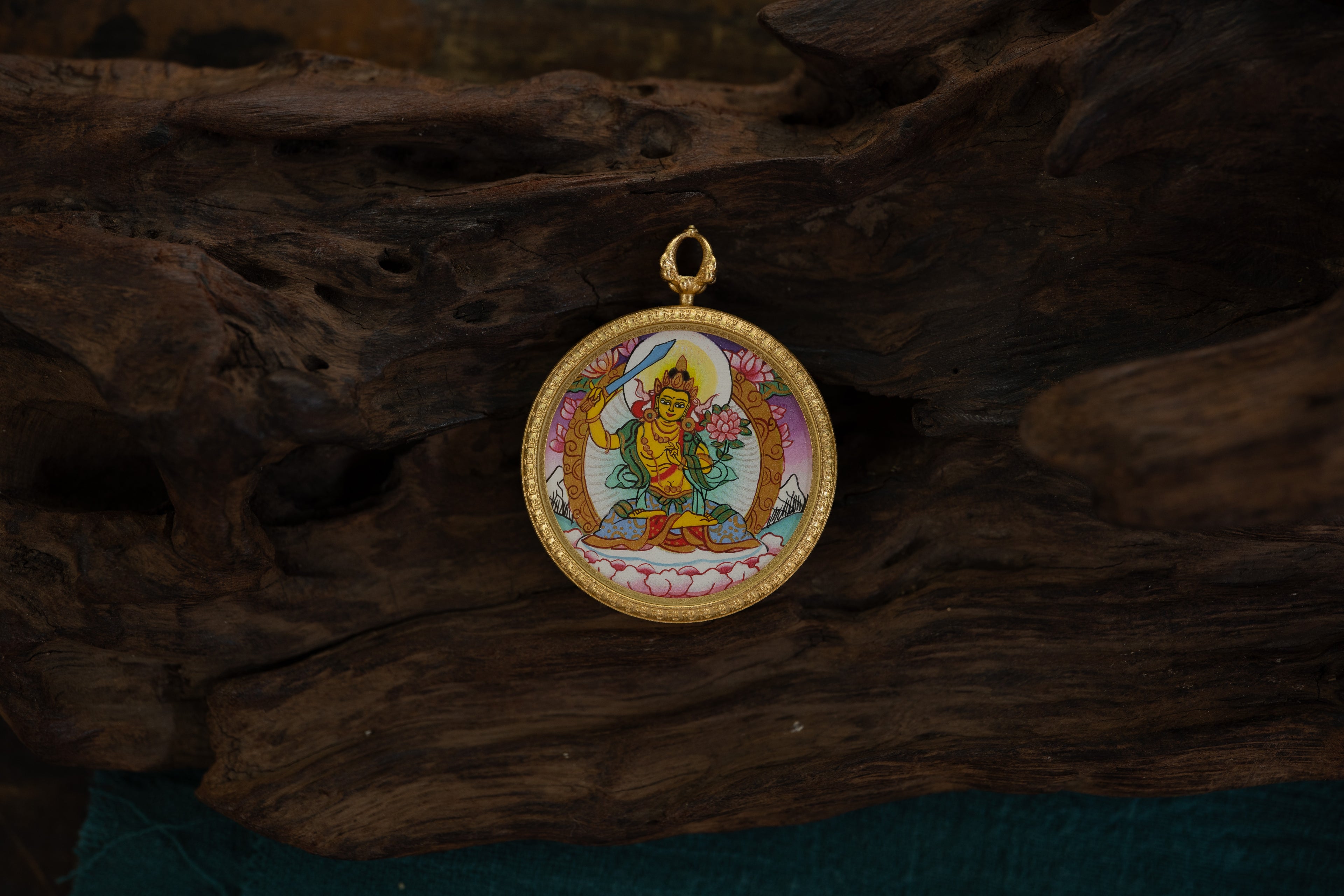 【八大守护·兔专属】文殊菩萨随身唐卡 藏传纯矿物手绘