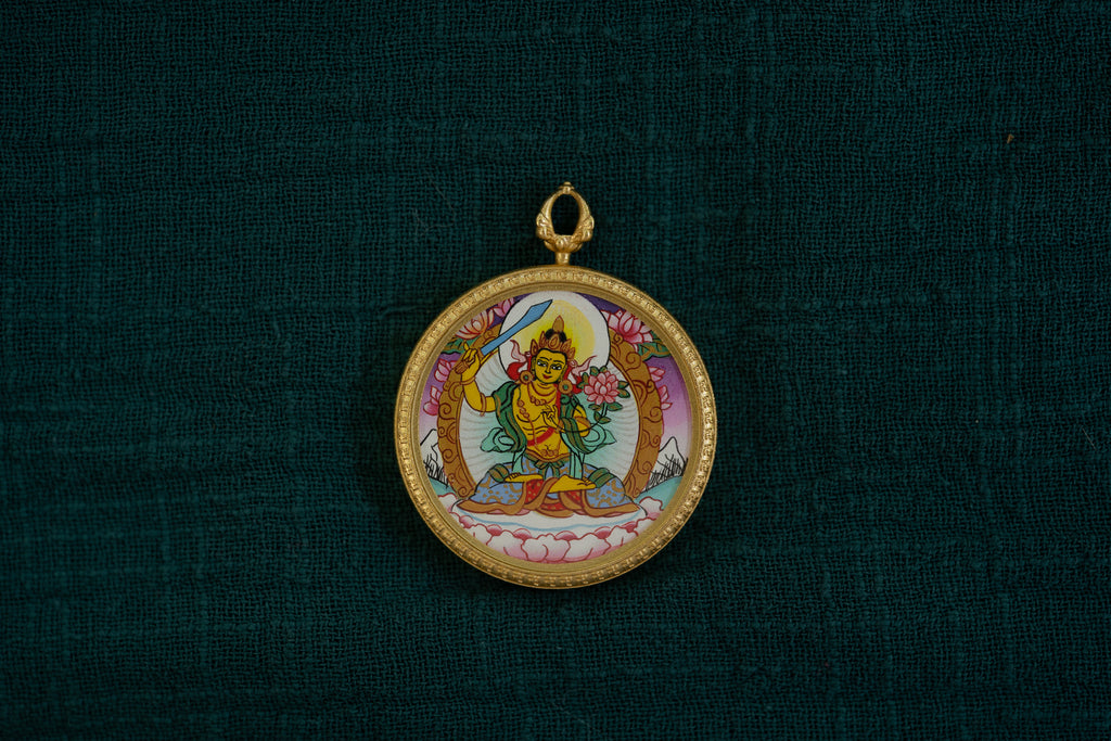 【八大守护·兔专属】文殊菩萨随身唐卡 藏传纯矿物手绘