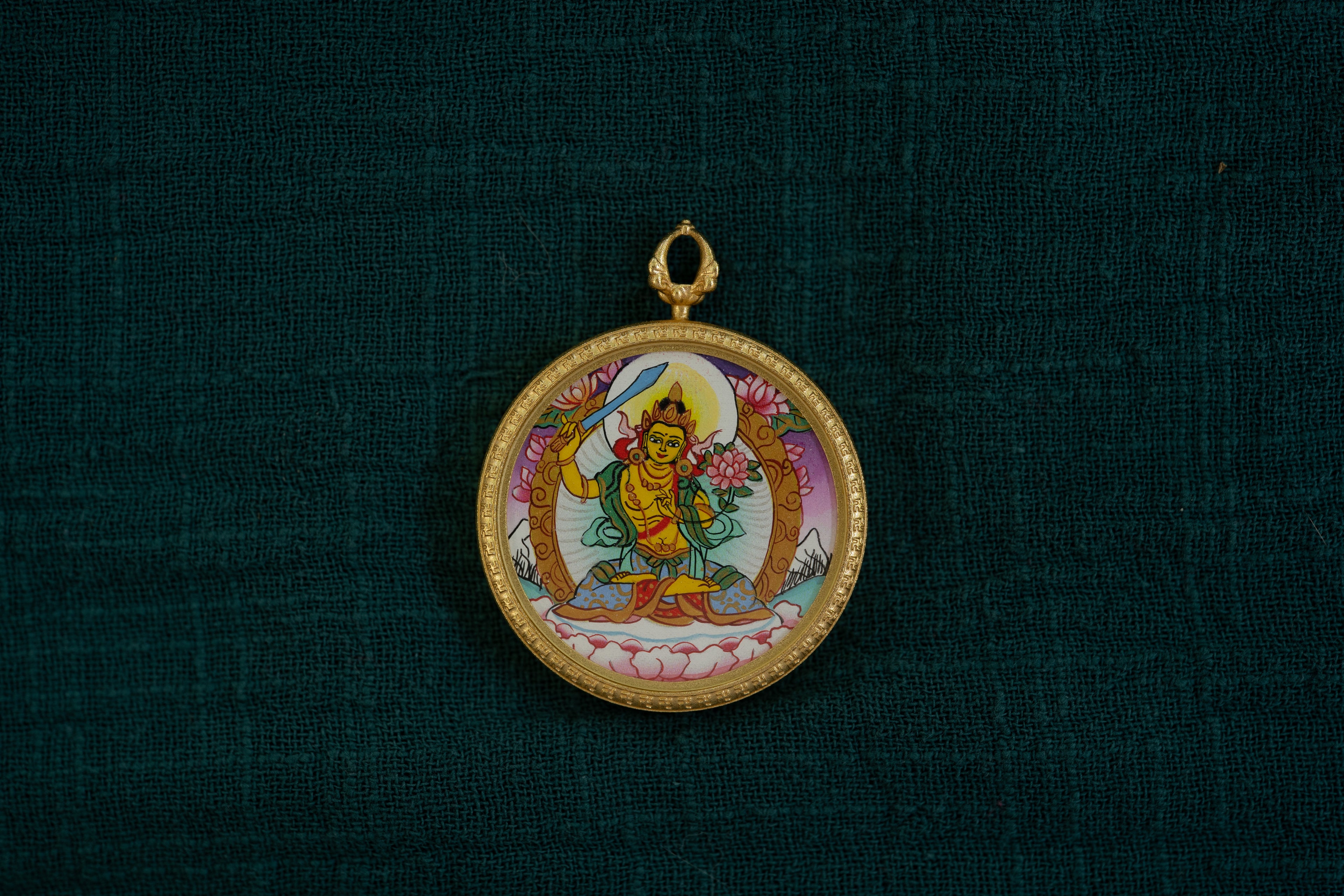 【八大守护·兔专属】文殊菩萨随身唐卡 藏传纯矿物手绘