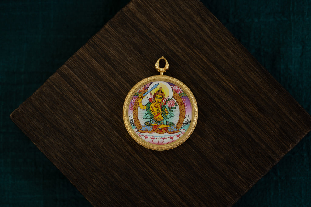 【八大守护·兔专属】文殊菩萨随身唐卡 藏传纯矿物手绘