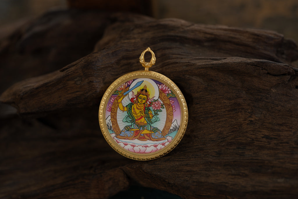 【八大守护·兔专属】文殊菩萨随身唐卡 藏传纯矿物手绘