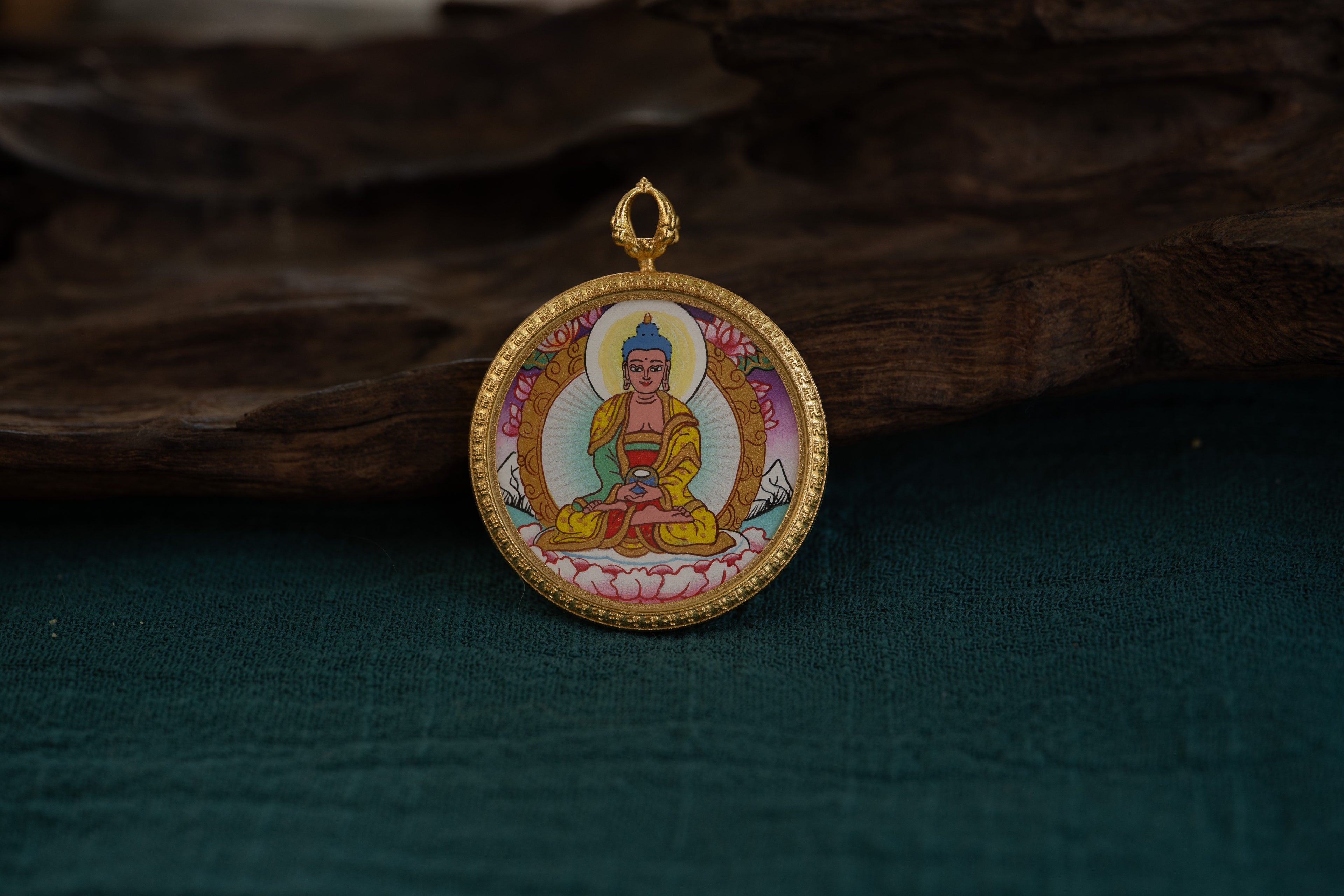 【八大守护·猪狗专属】阿弥陀佛随身唐卡 3×3cm 藏传纯矿物手绘