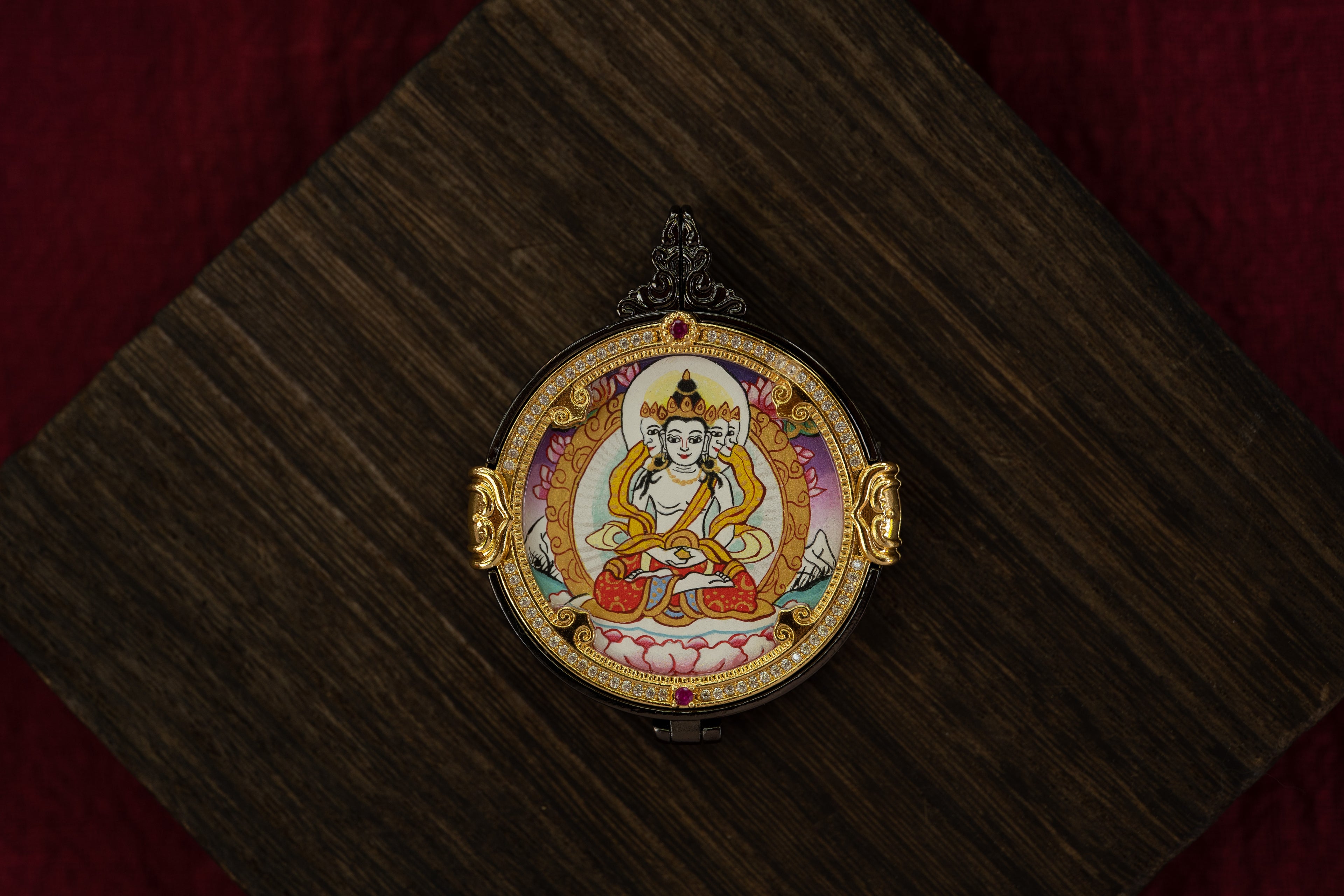【八大守护·羊猴专属】大日如来 × 黄财神 双面随身唐卡 藏传纯矿物手绘