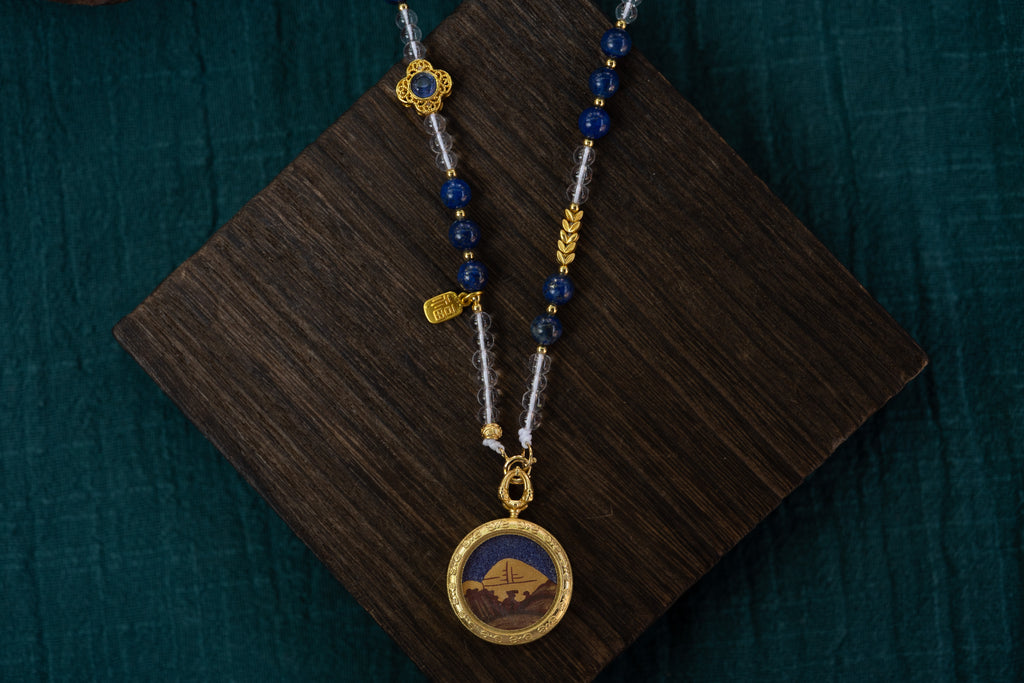 【八大守护·冈仁波齐系列】冈仁波齐圣山 蓝白双圈长链 · 纯手工矿物颜料随身唐卡