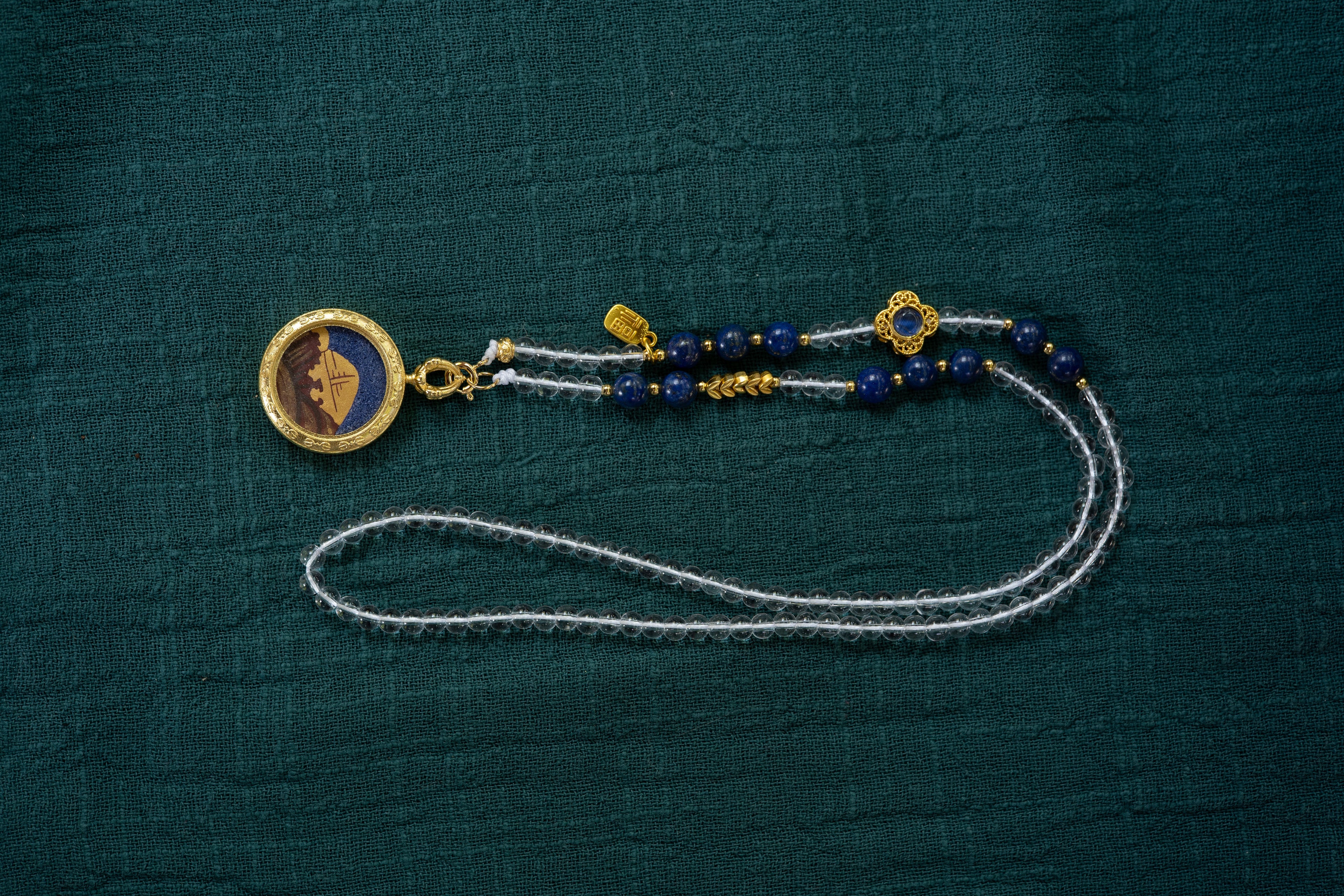 【八大守护·冈仁波齐系列】冈仁波齐圣山 蓝白双圈长链 · 纯手工矿物颜料随身唐卡