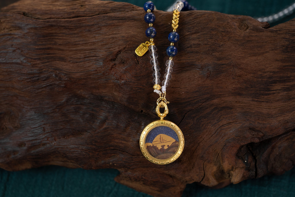 【八大守护·冈仁波齐系列】冈仁波齐圣山 蓝白双圈长链 · 纯手工矿物颜料随身唐卡