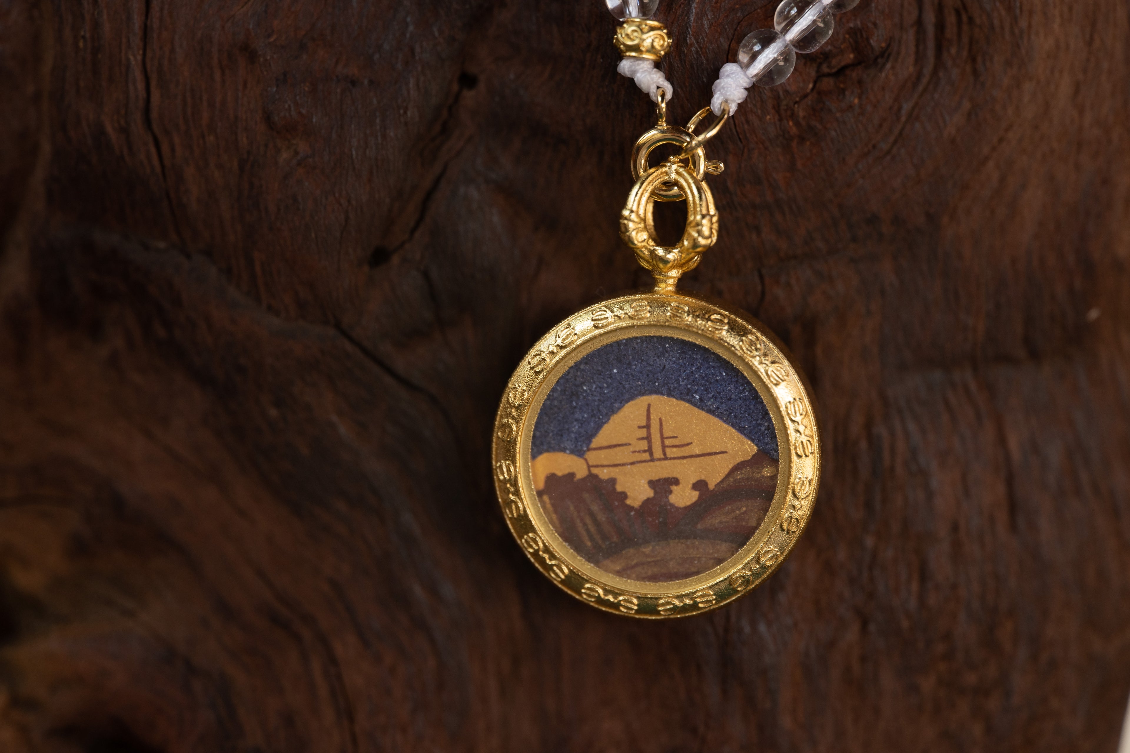 【八大守护·冈仁波齐系列】冈仁波齐圣山 蓝白双圈长链 · 纯手工矿物颜料随身唐卡