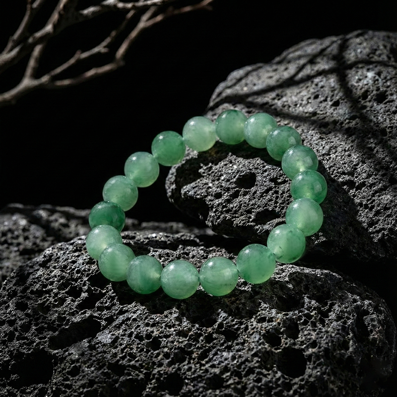 Natural Quartzite Jade · African Jade Round Bead Bracelet