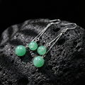 Quartzite "African Jade" Earrings with Green Wisps and Floral Patterns