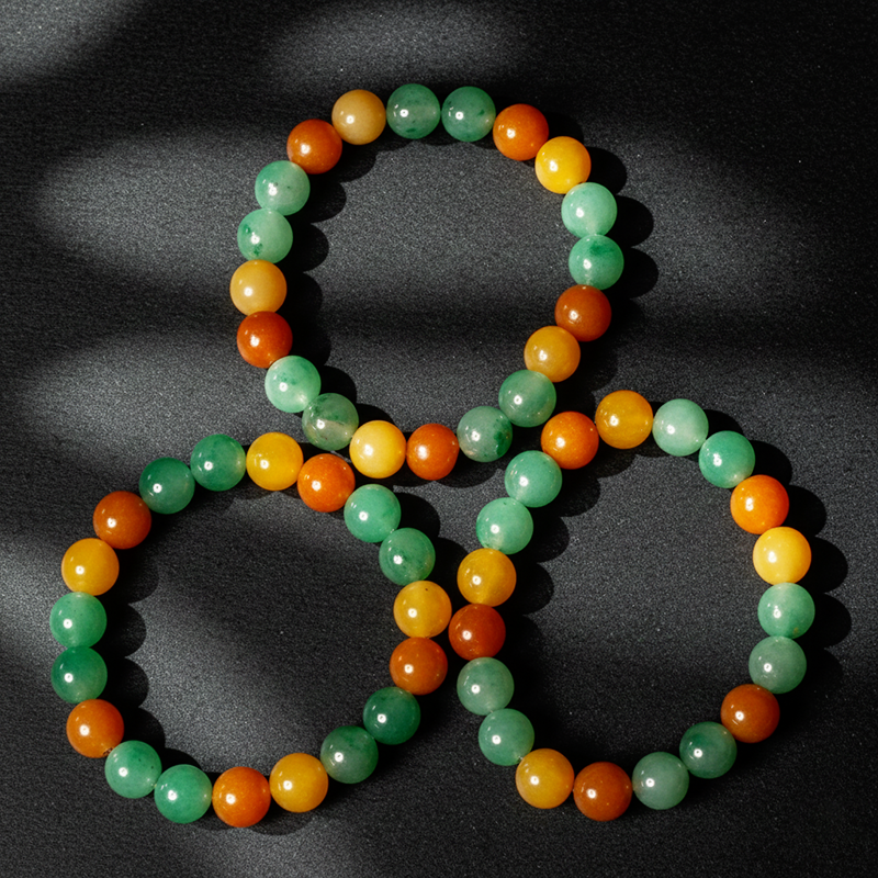Natural Quartzite Jade · African Jadeite Yellow Dzi Bead Bracelet