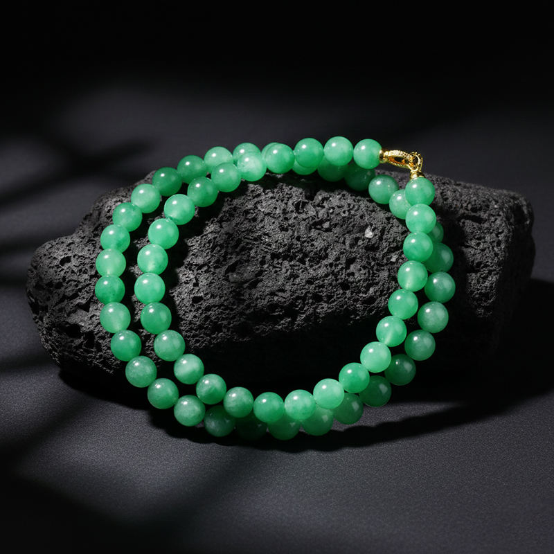 Natural Quartzite Jade · African Jade Round Bead Sweater Chain Pendant