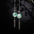 Quartz African Jadeite · Emerald Plume Drifting Flower Earrings