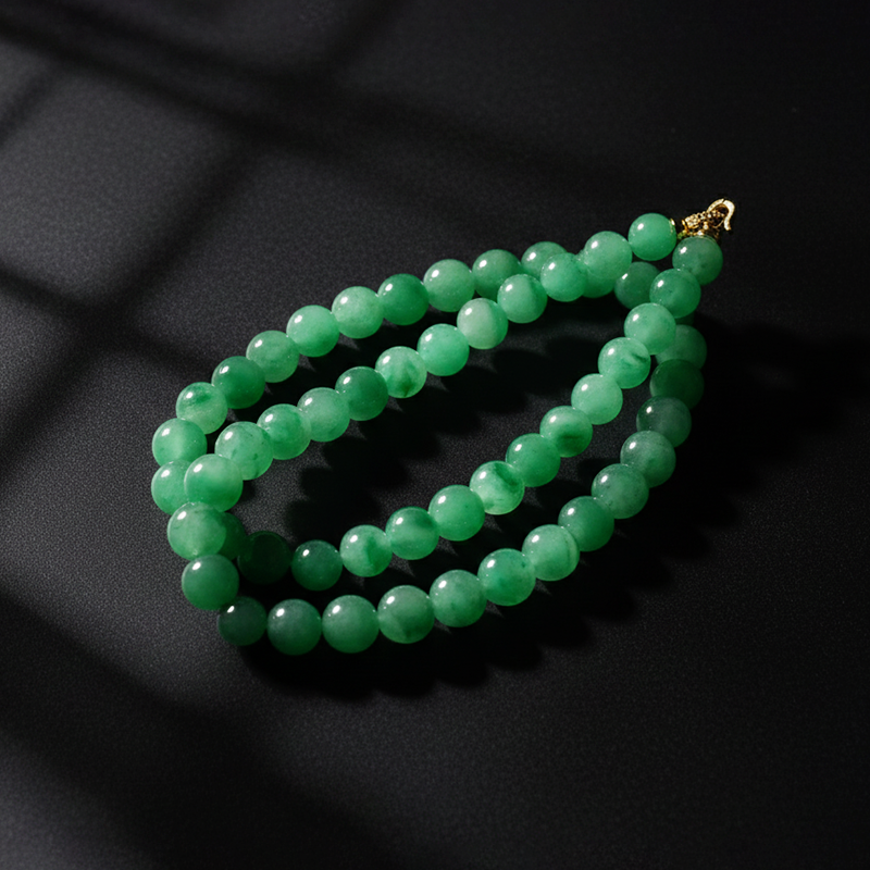 Natural Quartzite Jade · African Jade Round Bead Sweater Chain Pendant